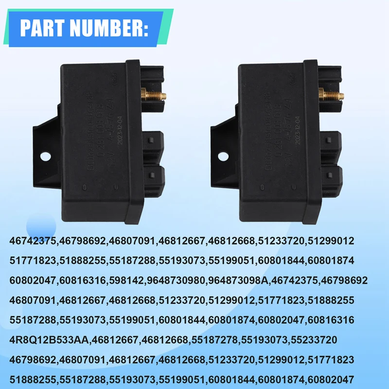 2Pcs New Glow Plug Relay For Hawtai OED483Q Diesel Engine Haval H3 H5 2.5TC 2.8TC 0281003018