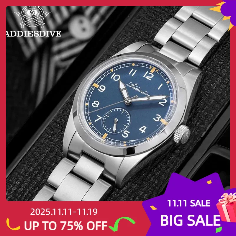 Addiesdive 2025 ساعة جديدة للرجال VH60 حركة فقاعة مرآة الزجاج مضيئة مقاوم للماء 36 مللي متر ساعات رجالية مقاوم للماء ساعة الذكور