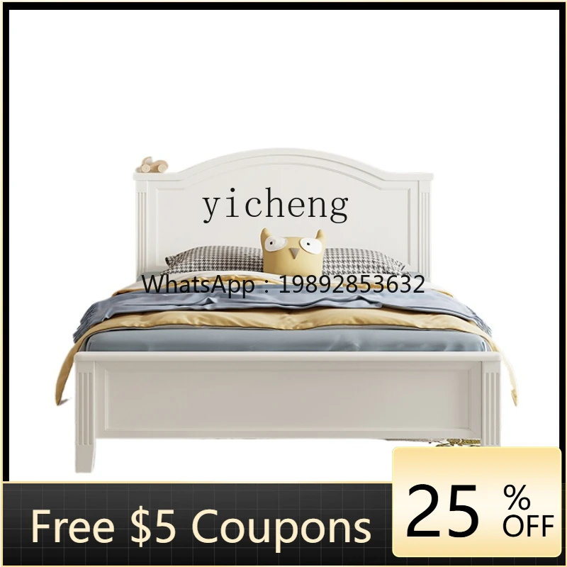 

ZC Solid Wood Children's Bed Boys' Room Girls' Princess 1.5 M Children 1.2 M Single White