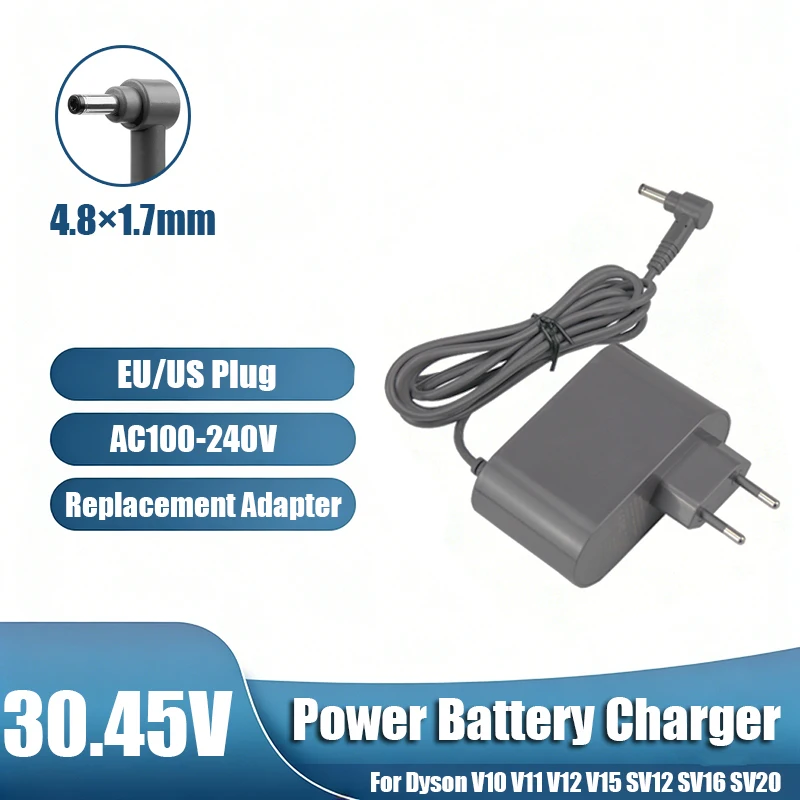 30.45V Vacuum Cleaner Battery Charger Replacement Adapter Compatible with Dyson V10, V11, V12, V15, SV12, SV16, SV20 EU/US Plug