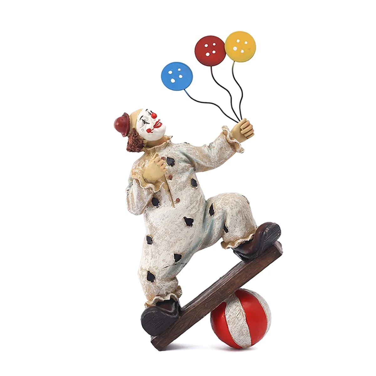 Creatives Clown Circus Statues, Clown Ornaments Home Decor Resin Sculpture, Handmade Crafts Collectible Art Figures-C