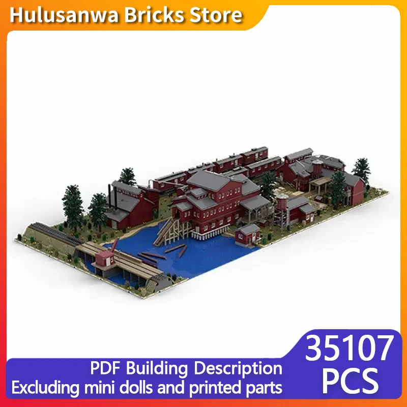 Street View Model MOC Building Panoramic View Of Sawmill Factory Modular Technology Gifts Holiday Assemble Children Toys Suit