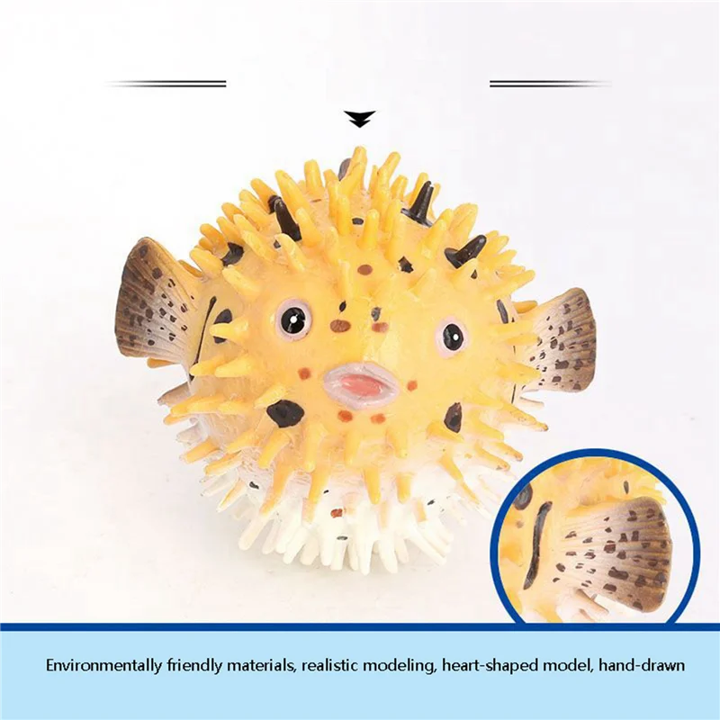 3X Pufferfish Figurine Realistic Plastic Wild Pufferfish Figurine Set For Collection Science Educational Prop