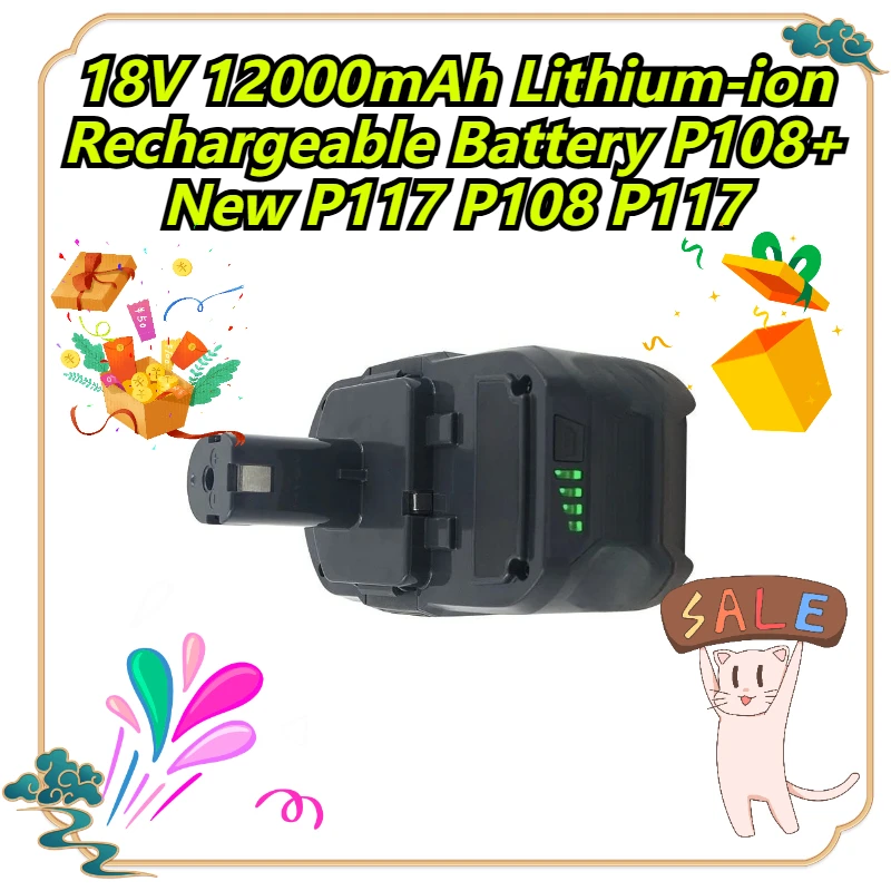

18V 12000mAh Lithium-ion Rechargeable Battery P108+ New P117 P108 P117