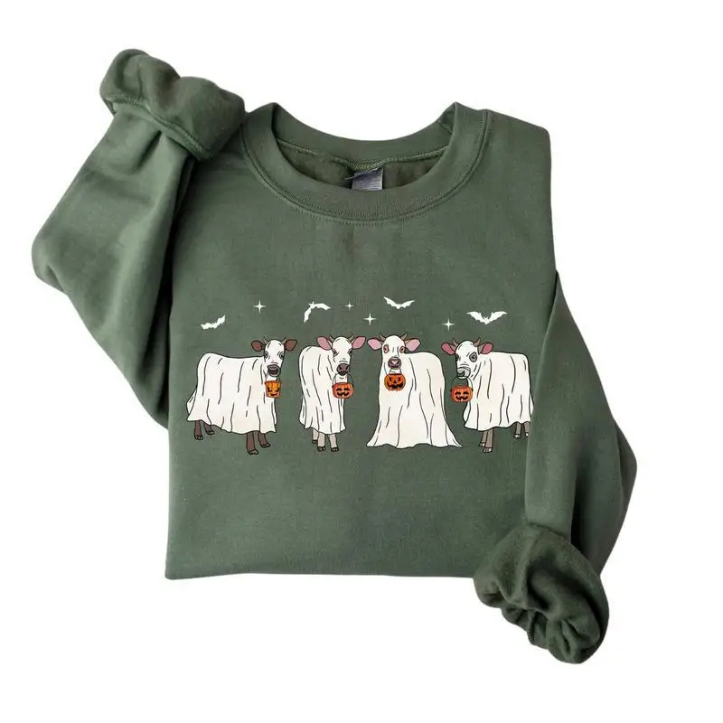 

Худи с принтом на Хэллоуин, свитшот с круглым вырезом, унисекс, комфортный крой, модный уличный стиль