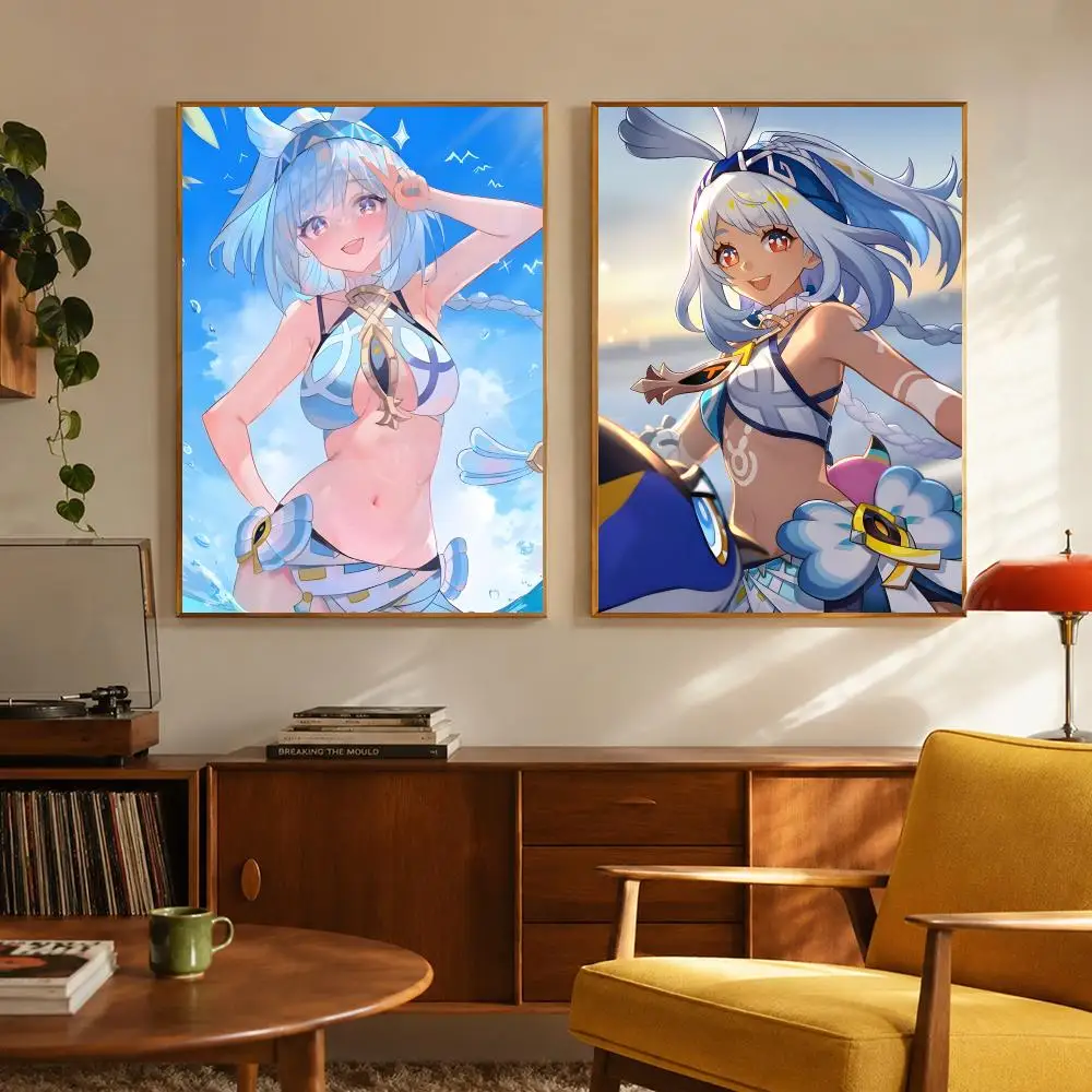 Game Character Genshin Impact Mualani Poster Digital Solvent Print Waterproof PP Fade-Resistant Wall Art Room Decor Gift