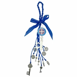 Keychain Charm Enamel Double Side Saint Benedict Medal Protection Cross Blessing Charm Christian Jewelry Easter Gifts