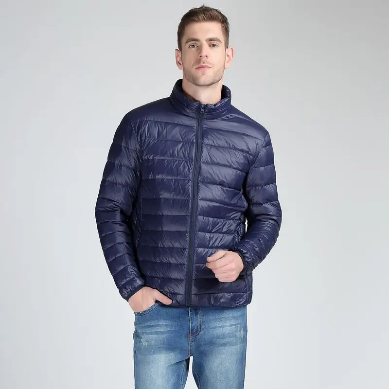 Veste en duvet de coton pour homme, manteau très léger, résistant au vent, respirant, grande taille, sweat à capuche, vêtements d\'extérieur, toutes