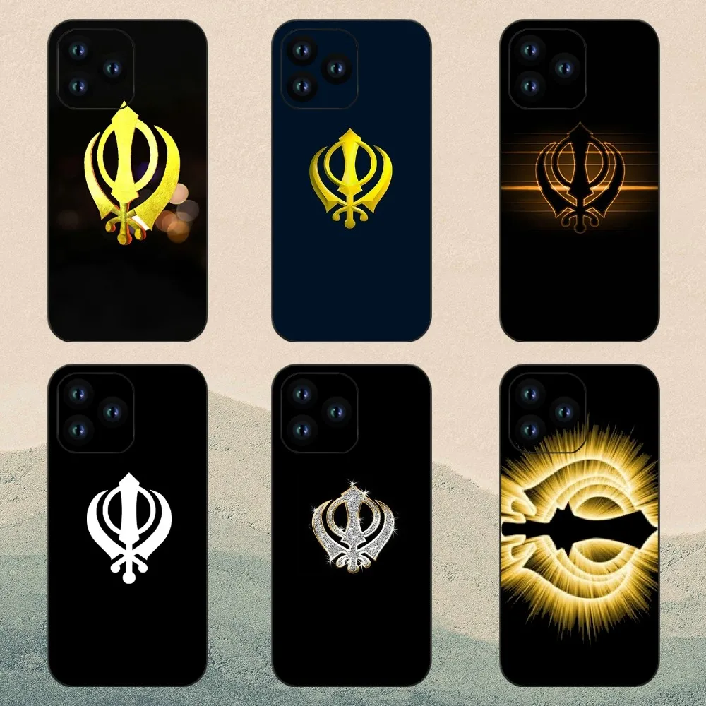 Sikh Khanda Sikhism Bling Phone Case For iPhone 11 12 13 14 15 Mini Pro XS Max X S Plus XR Shell