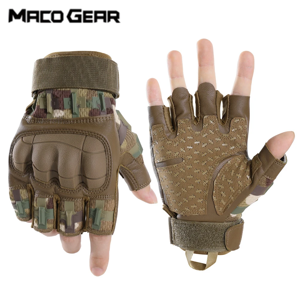 Soft Shell Half Finger Bike Gloves Anti Slip Shockproof Cycling Gloves Breathable Riding Hunting MTB Motorcycle Outdoor Sport