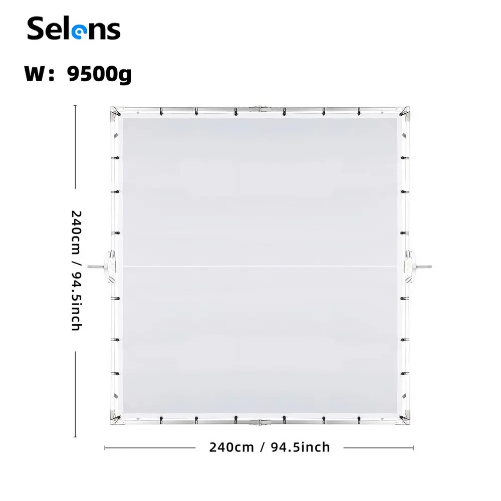 

Selens 8x8ft Scrim Diffusion Рамка-бабочка Портативный алюминиевый полупрозрачный экран 240x240 см Модификатор света Складной диффузор