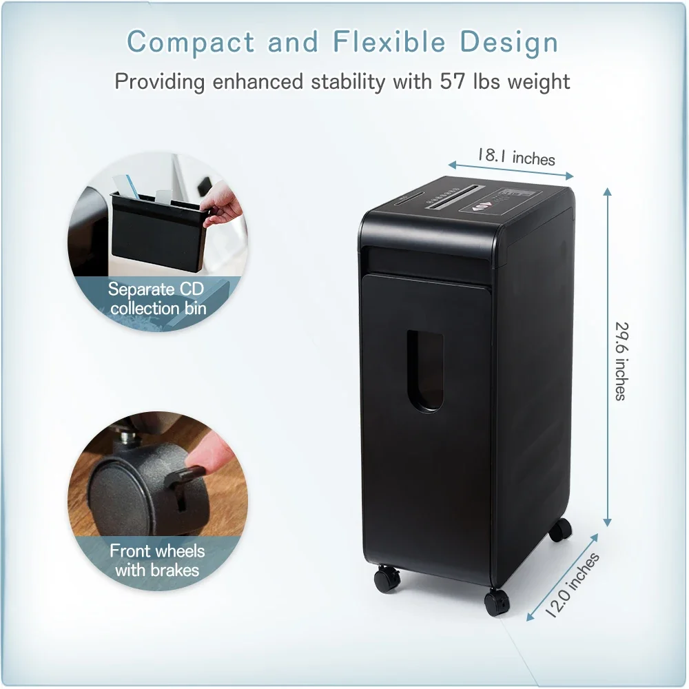 22 Sheets 42L Paper Shredder 4 Level 24 Hour Run Time Cross Cut CD Manual Document Destroyer Equipment for Office Commercial