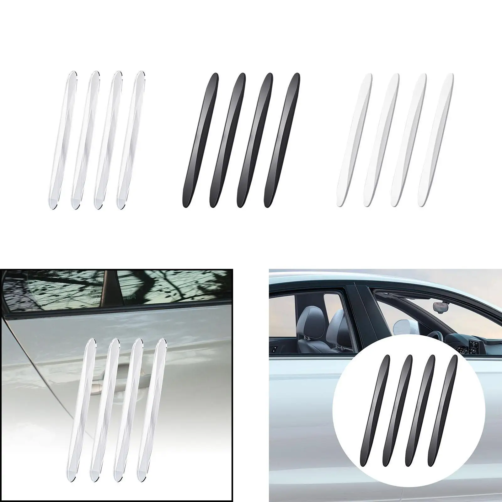 4x Generic Car Door Anti Collision Strip Rear View Anti Impact Sticker Anti Scratch Multifunctional Side Door Edge Trim Decals