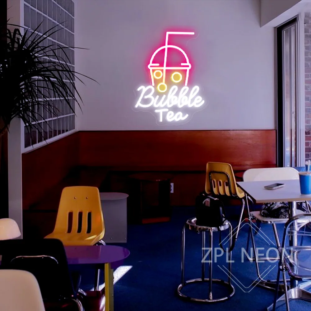 Bubble Tea Neon Sign Led Light Boba Tea Shop Decorazione Camera Cafe Ristorante Decor Appeso a parete Neon Light Insegne LED Benvenuto USB
