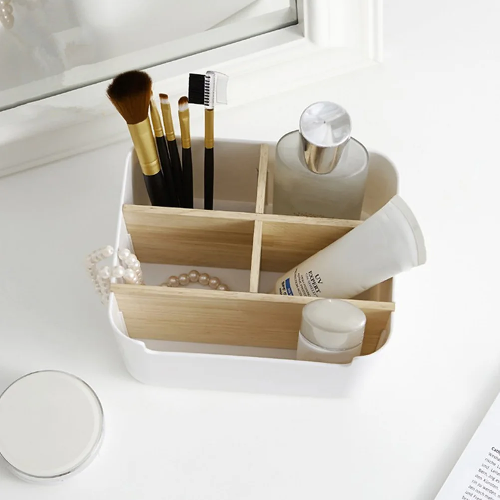 

Desktop Storage Basket Wood Plastic Eco Friendly Durable Partition Design Smooth Surface Flat Base Bedroom Closet