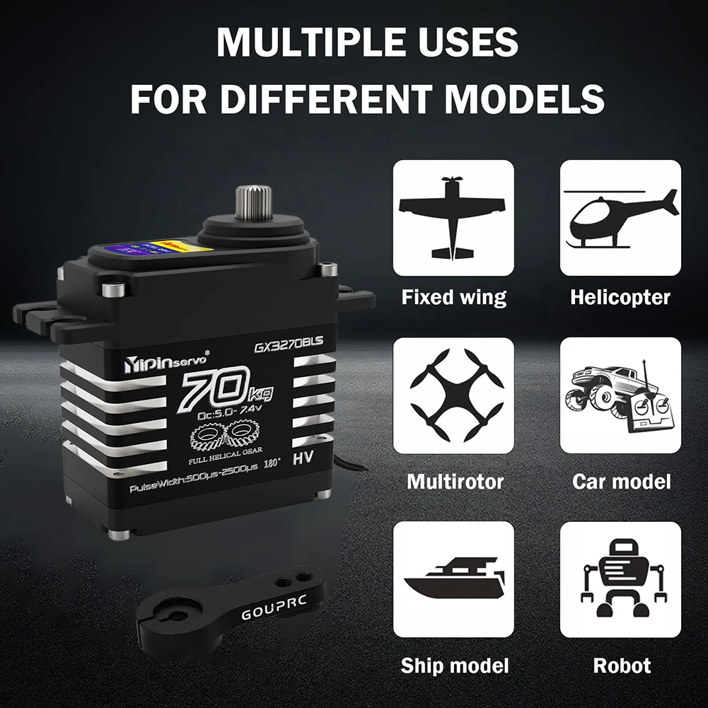 

70KG Brushless Servos 8.4V Oblique Gear Metal Gear Steering Servos for 1/8 1/10 1/12 RC Truck Car Crawler Boat Robot