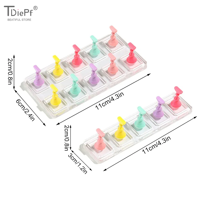 5/10 Grid Transparent Acrylic Nail Display Stand Multi-Purpose Mannequin Holder For Press On Nails Without Magnet Training Base