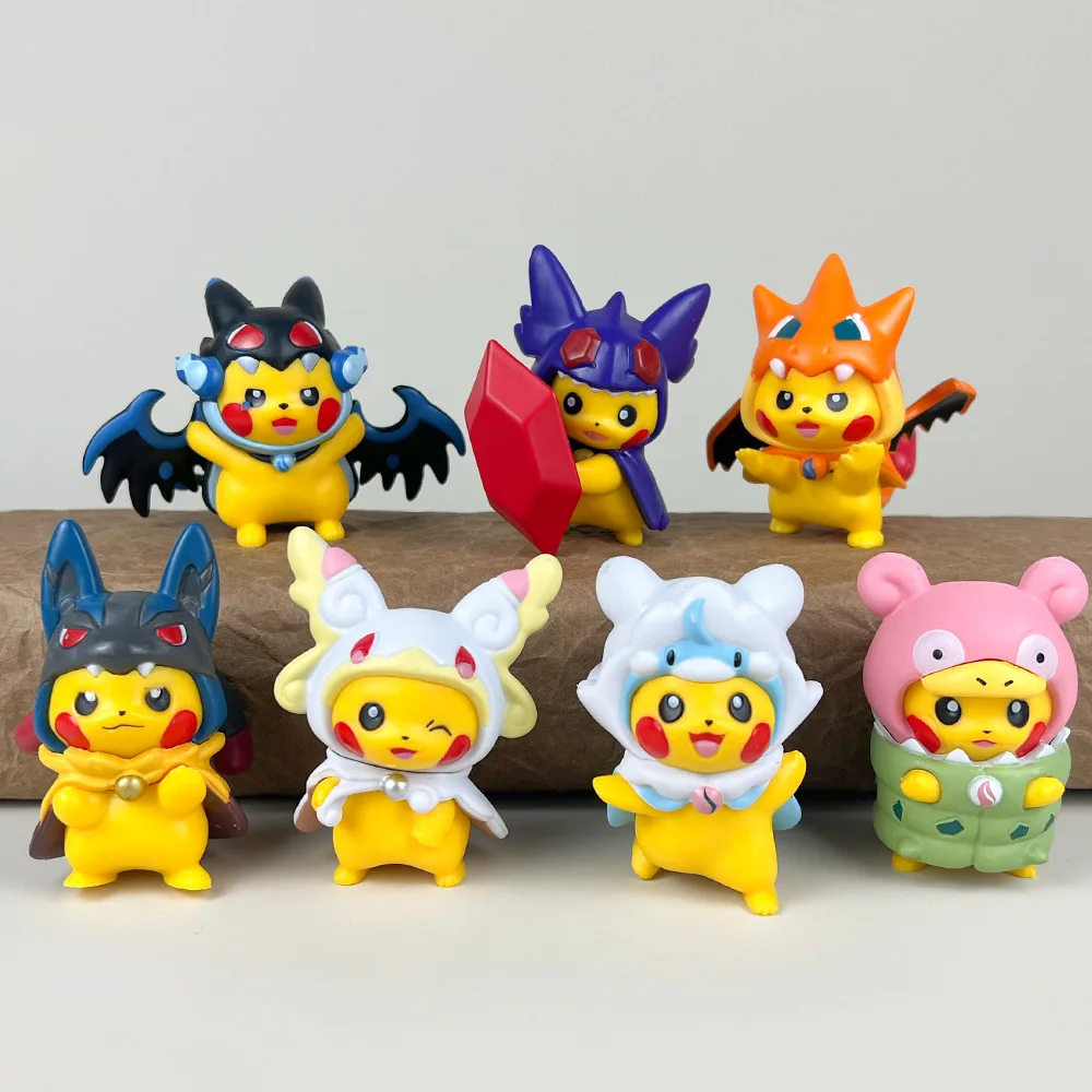 7pcs/set Pokemon Anime Figures Pikachu Toys Model Charmander Psyduck Jigglypuff Bulbasaur Kawaii Collect Dolls Kids Gift