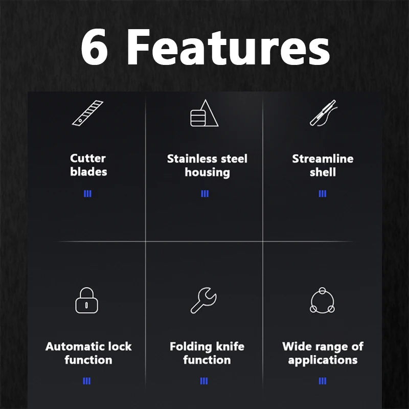 Deli Retractable Utility Knife Stainless Steel Self-Locking 30 Degree Blade Safety Art Tool Paper Box Cutter