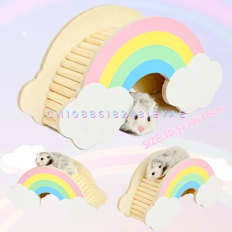 Fully Transparent Acrylic Hamster Ladder Rainbow Clouds Hamster Arch Bridge Hamster Cage Landscaping Supplies