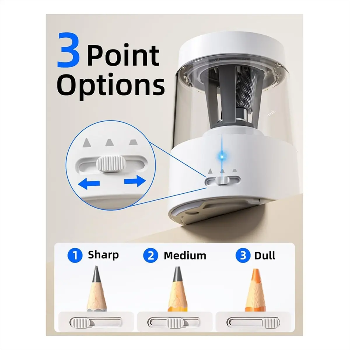 Latest ABBQ-Electric Pencil Sharpener, Automatic Pencil Sharpeners Kids, Battery Rechargeable Pencil Sharpeners for Pencils Whit