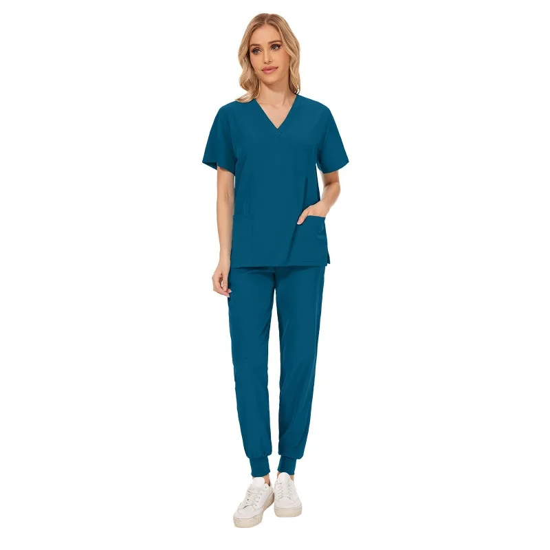 

New Scrubs Set Medical Uniforms Stretch Scrub Tops With Pocket Pants Nurse Uniform Doctor Surgery Overalls Beauty Salon Workwear