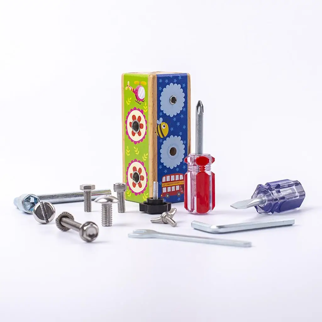 Conjunto de ferramentas de jogo de placa de parafuso montessori de 14 peças para habilidade básica prática pré-escolar educacional precoce