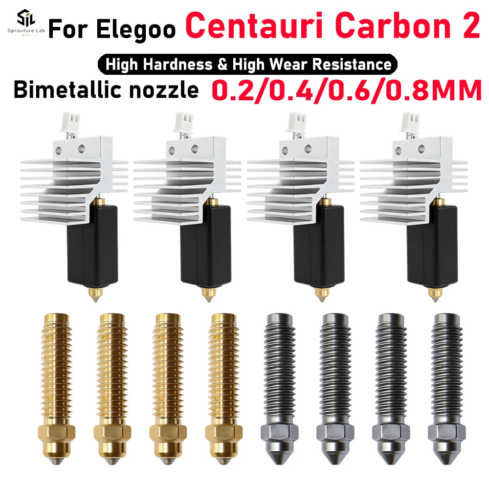 Upgrade Elegoo CC 2 Hotend 0,2/0,4/0,6/0,8mm Montiertes Extruder-Hotend-Kit für Elegoo Centauri Carbon 2 Hotend / Centauri Düse