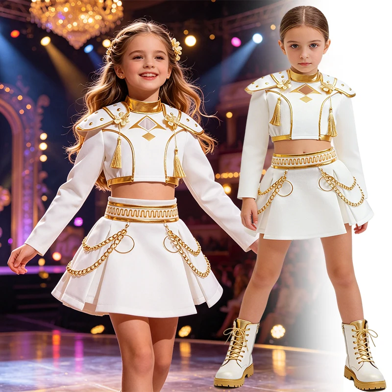 Shoulder Pad Set In - Girls White And Gold Cosplay Costume