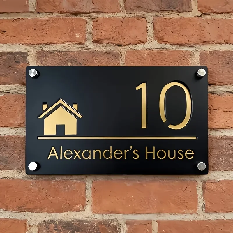 Personalized Acrylic House Number Sign Modern Outdoor Address Plaque Custom Family Name Door Plate Waterproof Matte Laser Cut