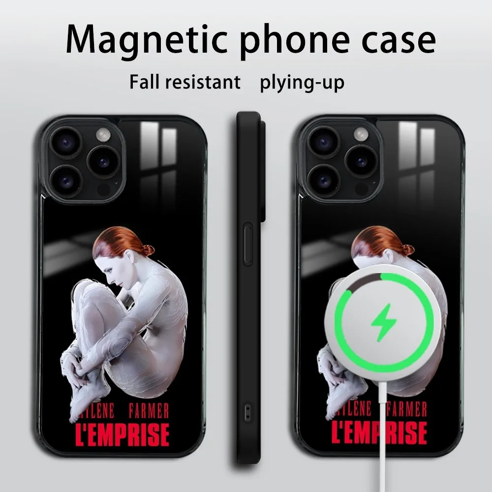 Singer Mylene Farmer Phone Case For iPhone 16 15 14 13 12 11 Pro Max Plus Mini Magsafe Mirror Wireless Magnetic Cover