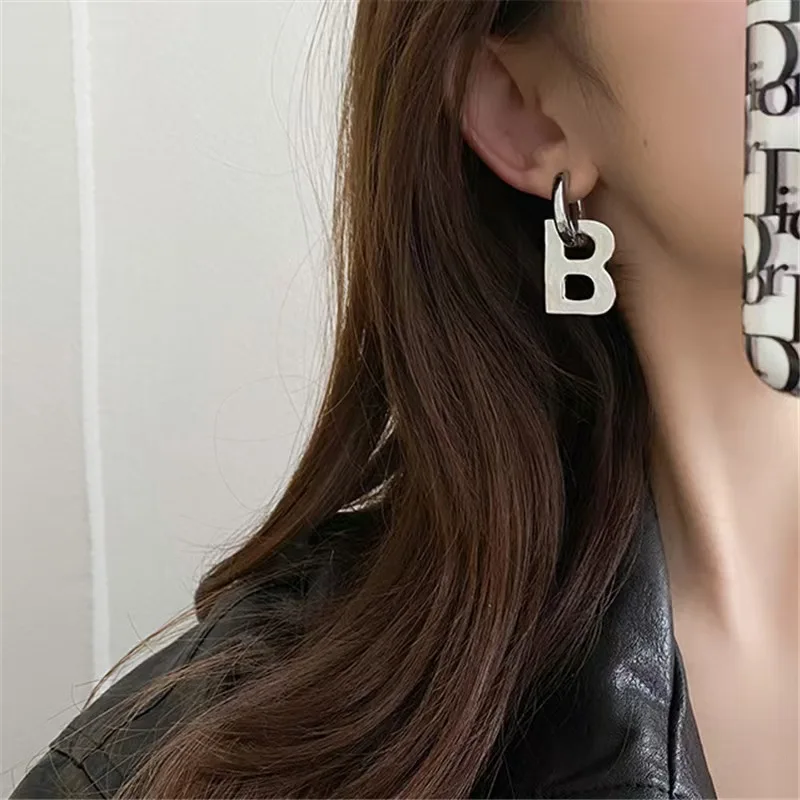 

Trendy Elegant Letter B Drop Earrings for Women Minimalist Gold Silver Color Earring Jewelry