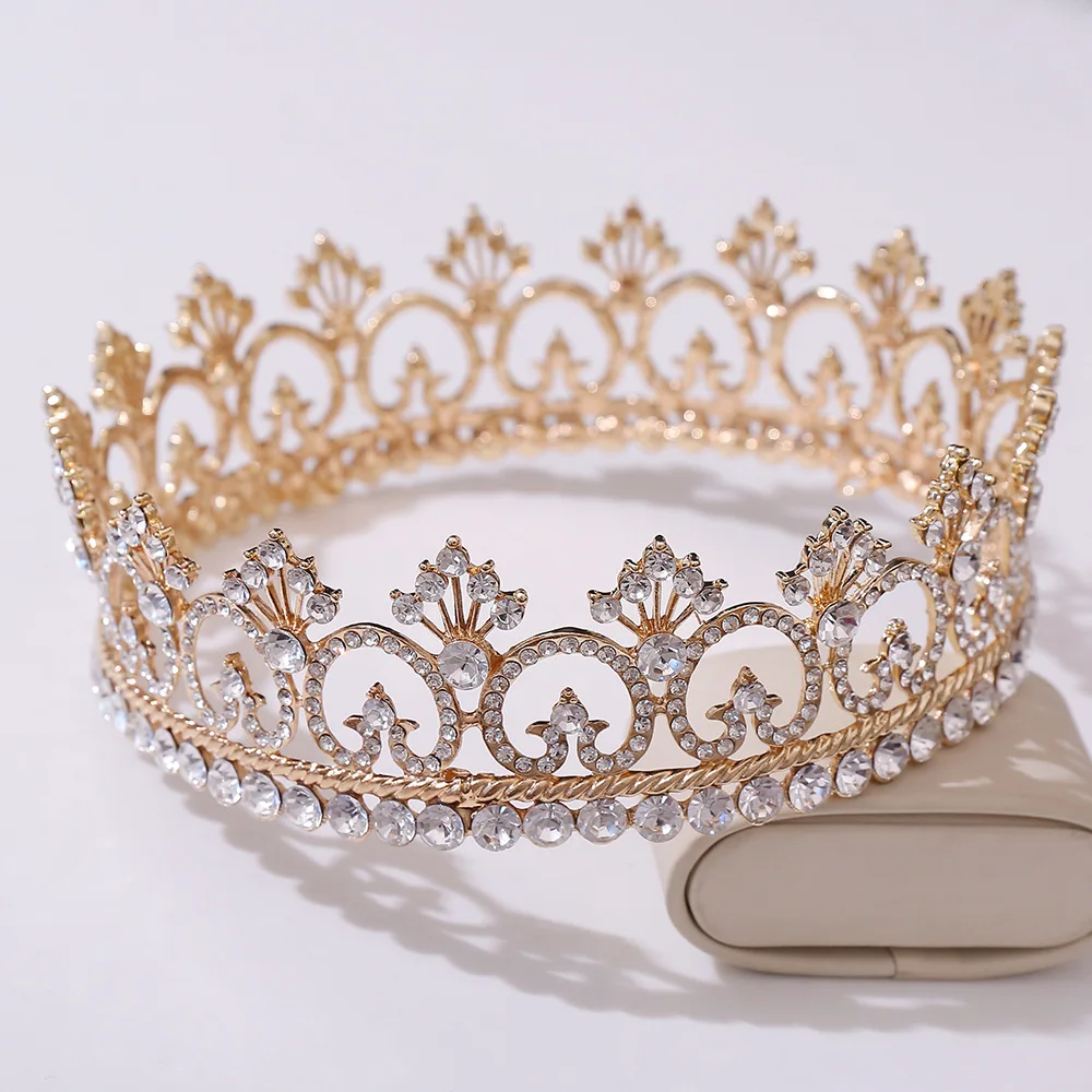 Royal King Crown for Men/Women- Metal Prince Crowns and Tiaras, Full Round Birthday Party Crown