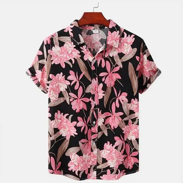 Men's Casual Summer Beach Shirt Flower Print 3XL  Collar Regular Thickness Special Wide Fit Autumn Men's Clothing