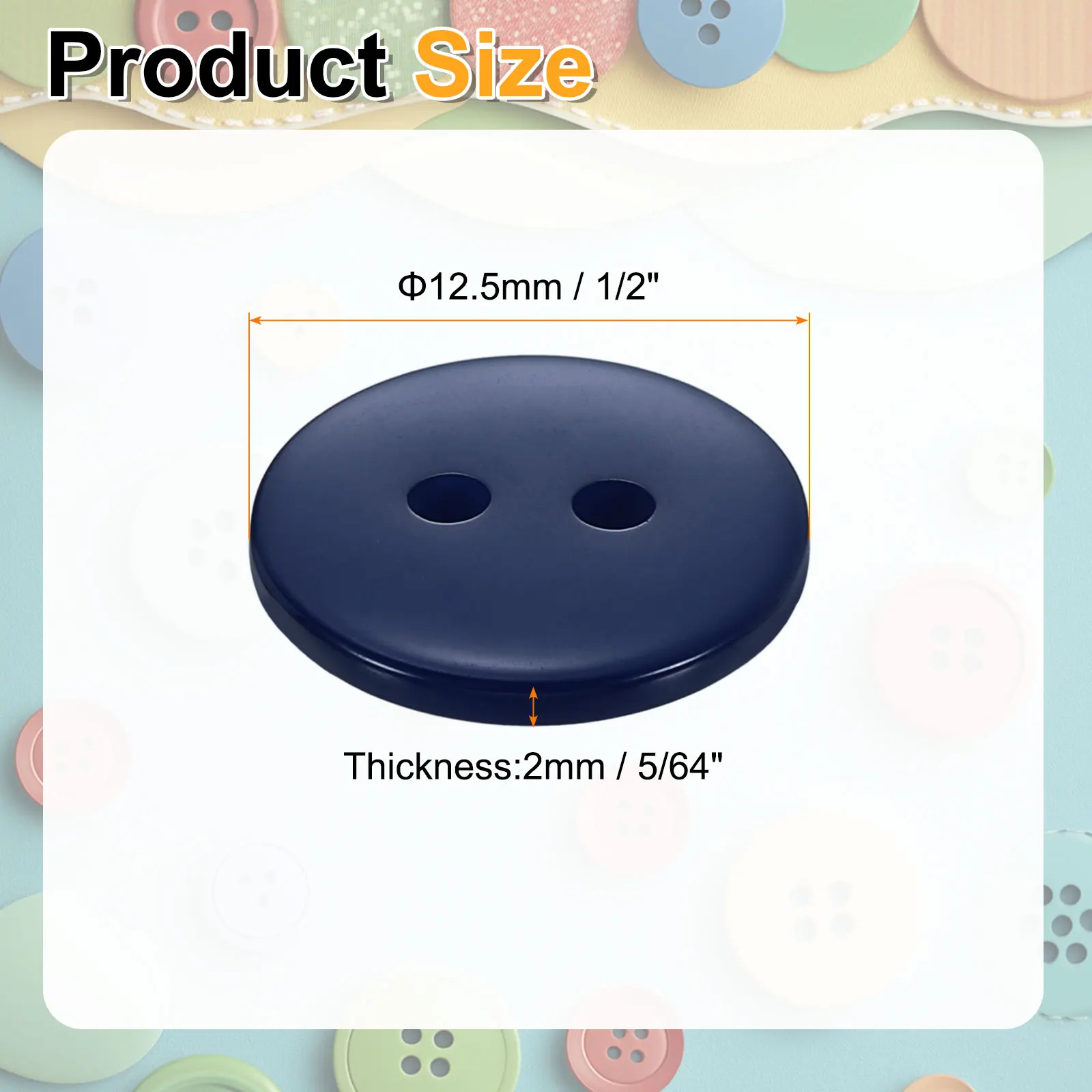 20pcs Resin Sewing Button, 12.5mm (1/2-inch) 2 Holes Round Craft Decorative Buttons for Coat, Clothes Holiday Decoration