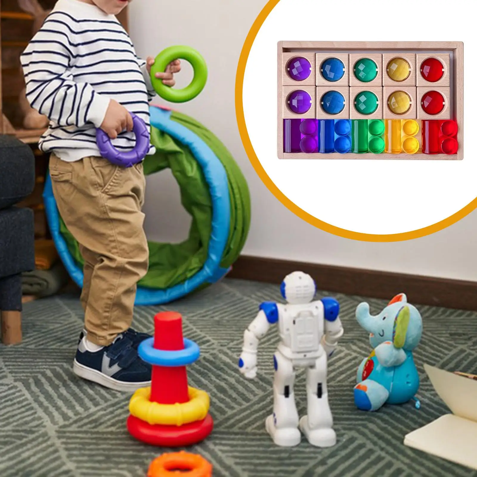 Set di blocchi da costruzione arcobaleno, giocattoli sensoriali traslucidi per ragazzi e ragazze