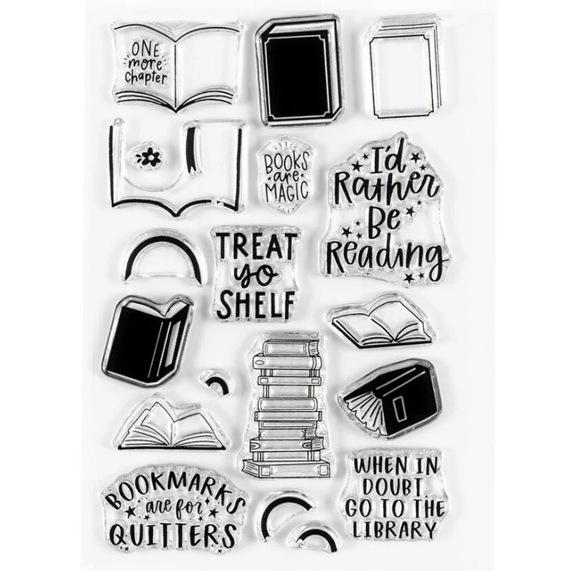 KLJUYP Reading Book stamp Clear Stamps for Scrapbooking Transparent Silicone Rubber DIY Photo Album Decor