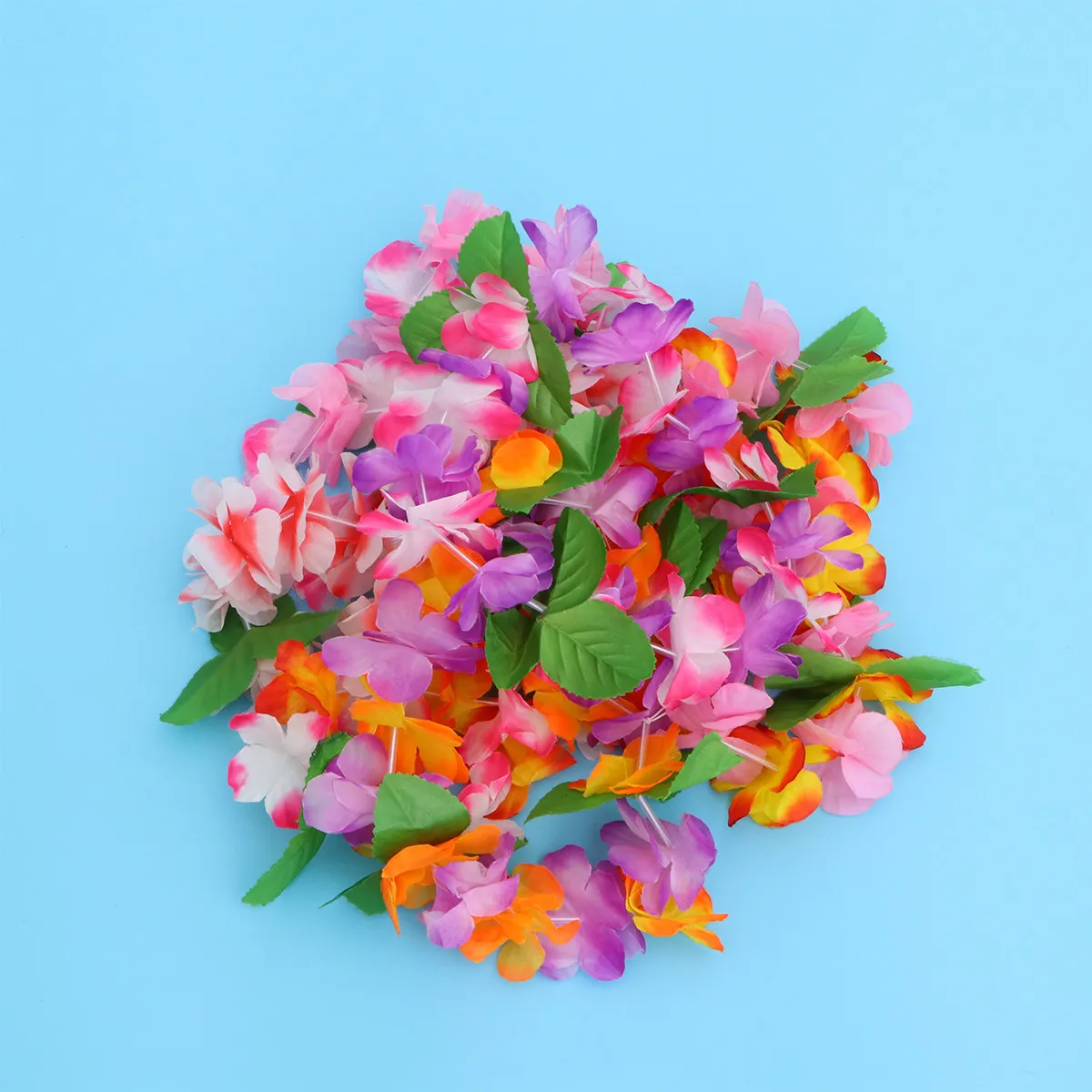6Pcs Hawaiian Headband Tropical Flower Wreath Set Versatile Use As Headband Necklace Bracelet Or Hanging Wall Decoration