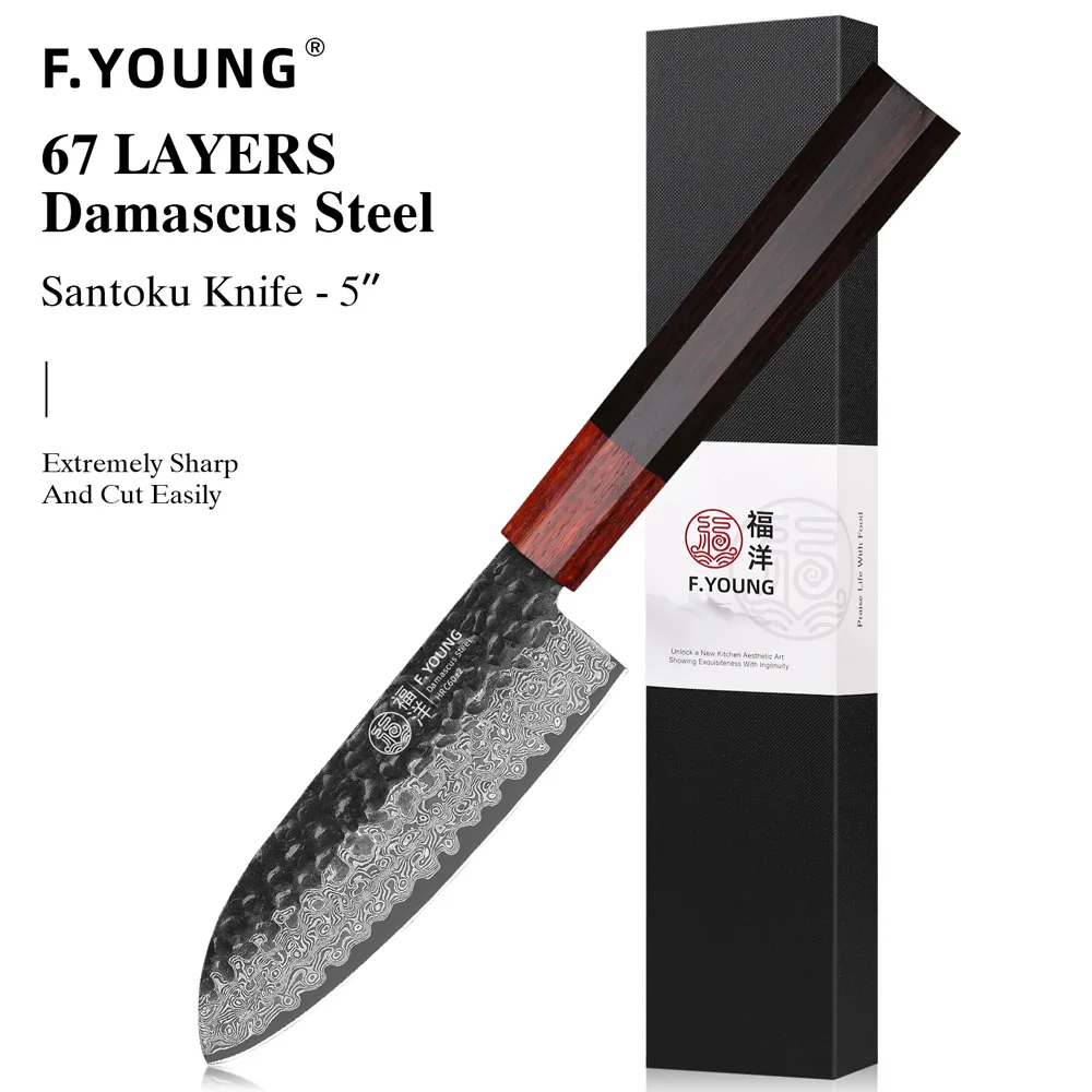 F.YOUNG Japanisches Kochmesser, Damaststahl, professionelle Küchenmesser, Fleischschneiden, Sashimi Utility, handgeschmiedete Kochutensilien 9