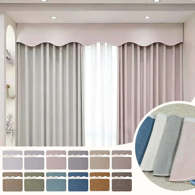 25cm Thicken Chenille Blackout Curtain Valance Punch-Free Design with Magic Tape Light Blocking Window Curtain Pelmet to Prevent
