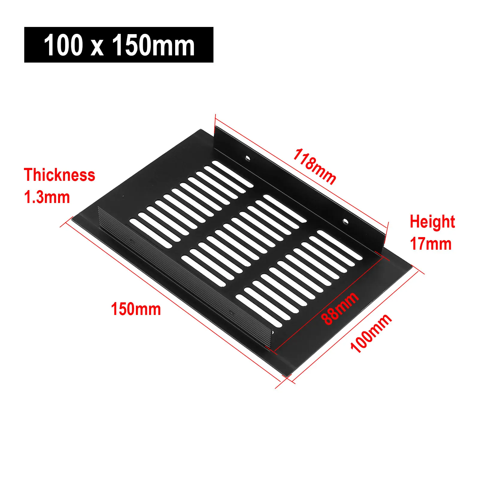 알루미늄 합금 캐비닛 덕트, 환기구 그릴 교체, 직사각형 환기구 커버, 옷장, 100mm