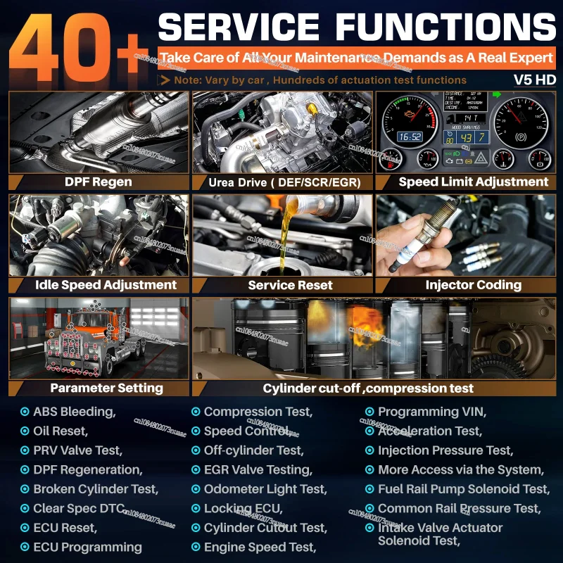 ANCEL V5 HD Heavy Duty Truck Diagnostic Tool Full System Diagnosis 40 Reset Service ECU Codes