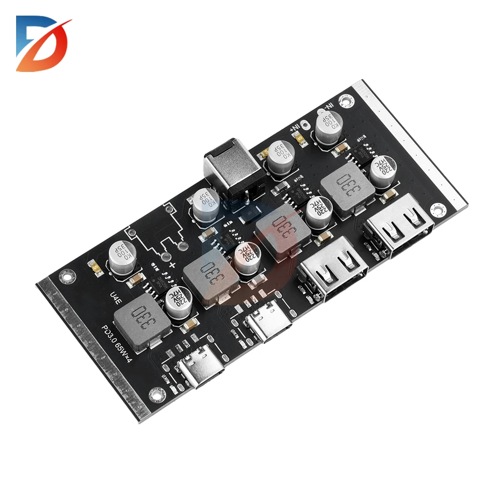 Module de charge rapide PD65w 4 voies DC12-30V compatible avec PD3.0/2.0 QC3.0/2.0 FCP AFC protocole de charge rapide DC5.5x2.5 5.5x2.1