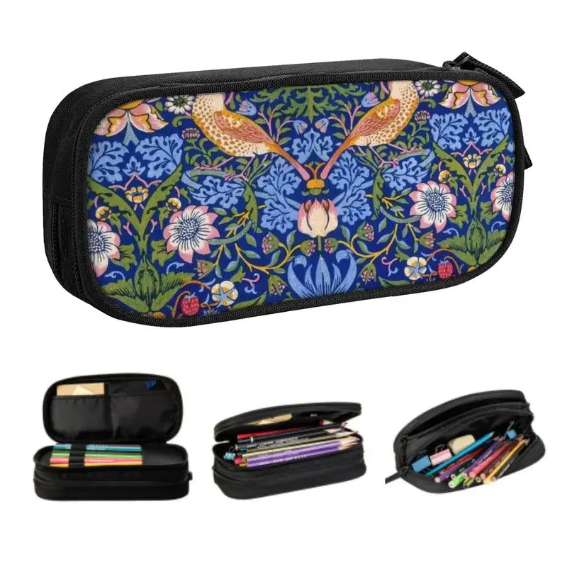 Kawaii William Morris Pencil Cases for Boy Girl Large Capacity The Strawberry Thief Pencil Pouch School Supplies