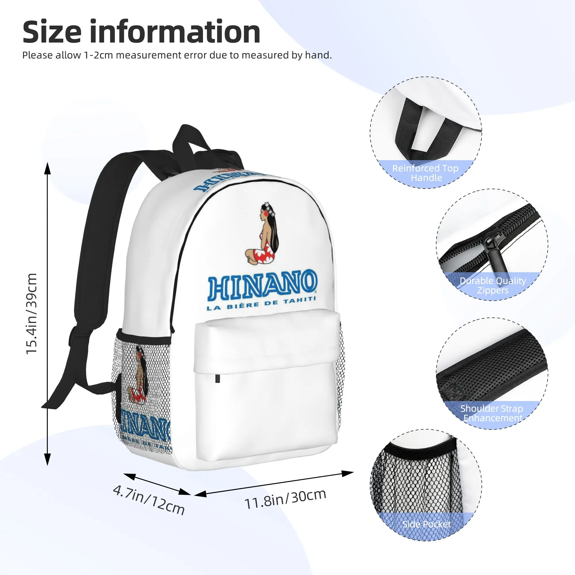 Hinano Tahiti  Backpack Hot Sale Daypack Large Capacity Boys Girls BookBag Shoulder Bags for Men Women School Bag