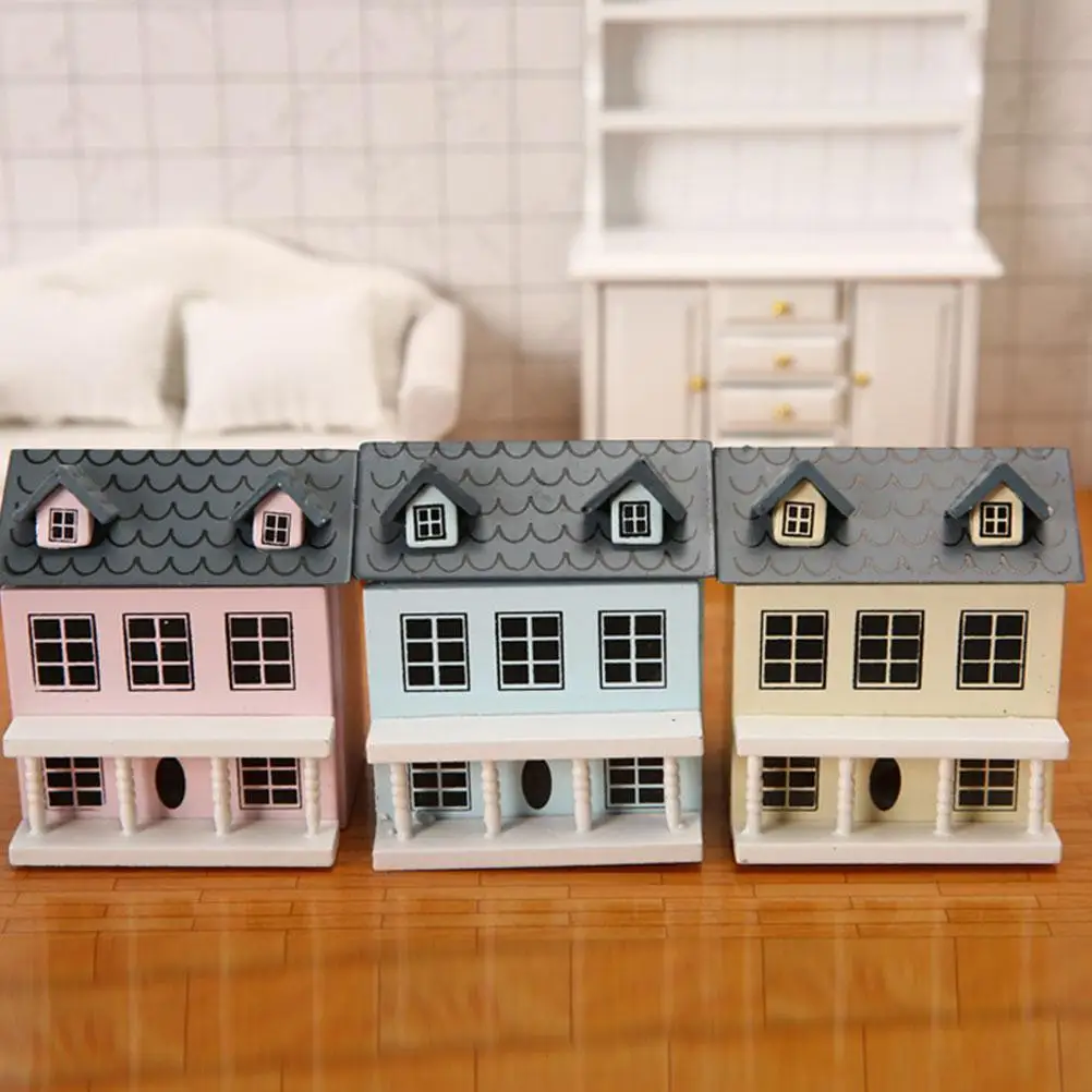 

Christmas Village Miniatures House Tiny Homes Model Suite Wood Child Kids Toys