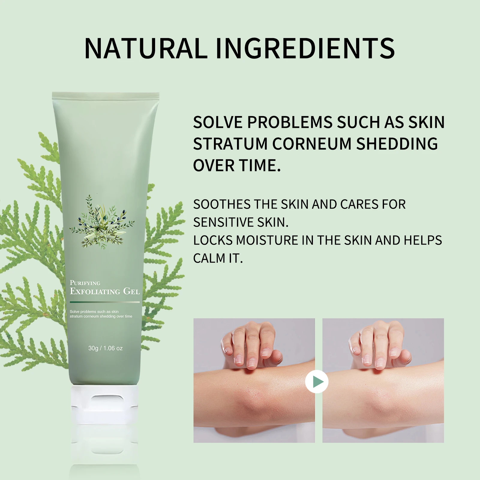 

Purifying Exfoliating Gel 30g Gentle Dead Skin Remover, Brightens & Hydrates, All Skin Types, Natural Formula for Smooth & Glo
