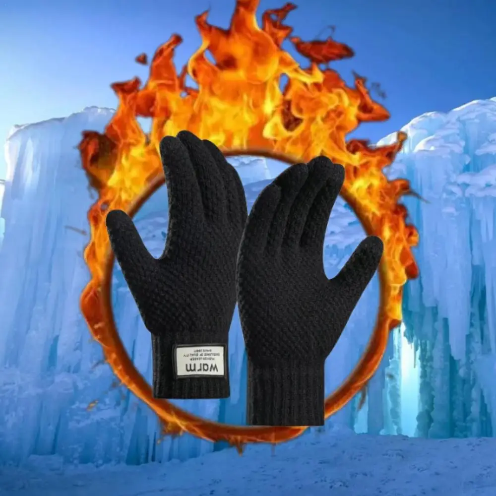 2025 NEW Warmkeep Cotton Gloves Winter Thick Fleece Gloves Can Use Phone Coldproof Warm Wool Knitted Gloves