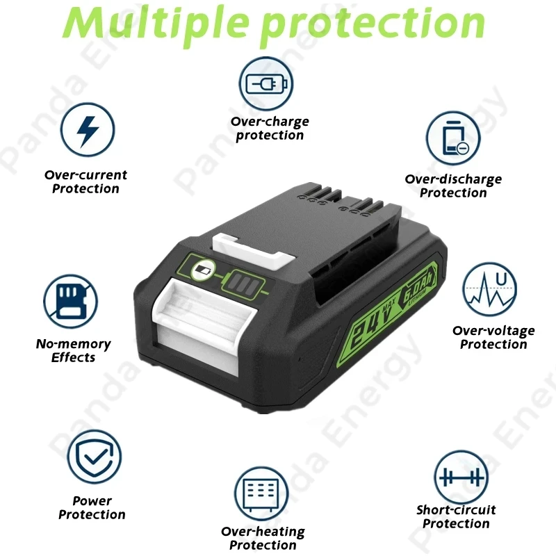 Imagem -04 - Substituição Greenworks 24v 6.0 ah Bateria de Lítio Bag708.29842 Compatível com 20352 22232 24v Greenworks Bateria Ferramentas