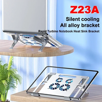 Z23A Laptop Cooler Base Stand Foldable Laptop Cooling Pad Portable Adjustable Notebook Stand for IPad Mini Tablet with 4 Fans